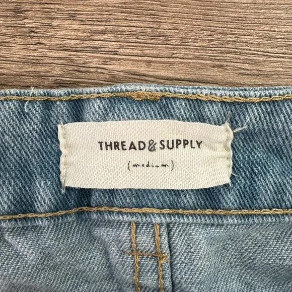 Thread & Supply Light Wash Denim Mini Skirt Raw Hem Blue - Picture 3 of 3